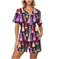 thumbnail image 5 of Womens Pajama Sets Button Up Summer Pjs 2 Piece Short Sleeve Sleepwear Lounge Set S-XXL, 5 of 5