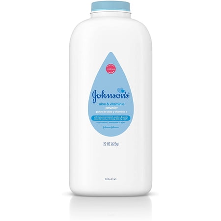 JOHNSON'S Aloe & Vitamin E Powder With Natural Cornstarch, 22 oz (Pack of 6)