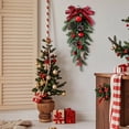thumbnail image 5 of Goodw7 Artificial Christmas Teardrop Wreath, Festive Garland with Red Berries Pinecones Bows, Snowy Finish Hanging Decoration for Front Door Wall Mantel Home, 5 of 9