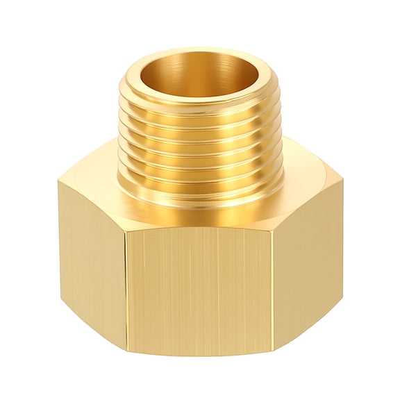 Uxcell 1 Pack Brass Pipe Fittings, M22*1.5 FeMale to 1/2" Male NPT Brass Pipe Extension Connectors, Reducing Adapters for Air, Oil, LP