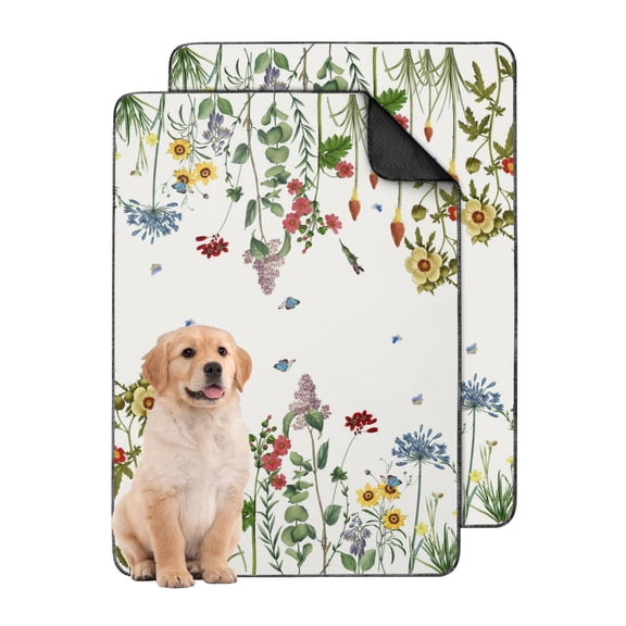 Medium Floral Print Washable Puppy Pads 2-Count, 24x35 Inch Reusable Dog Potty Mats, Highly Absorbent Training Pads for Indoor Crate and Floor Use