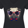 thumbnail image 4 of Inktastic Pug Dog July 4th Patriotic Sunglasses Women's V-Neck T-Shirt, 4 of 5