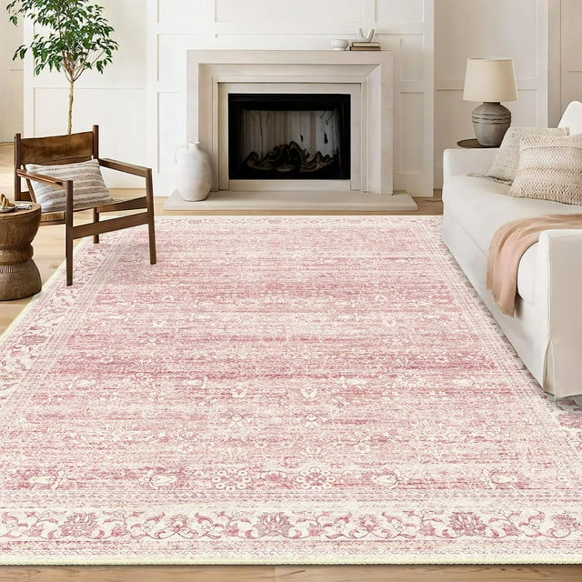 Alfombra Brakki rosa, lavable, 160 x 230 cm, para sala de estar