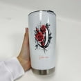 thumbnail image 3 of Initial 'O' 20oz Floral Tumbler, Personalized Stainless Steel Insulated Cup with Lid, Custom Drinkware for Mom, Sister, Friends, Birthday, Bridesmaid Party, Wedding Celebration, 3 of 6