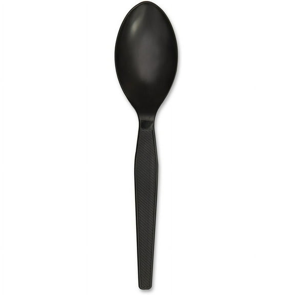 Genuine Joe Heavyweight Spoon - 1 Piece(s) - 1000/Carton - Spoon - 1 x Spoon - Disposable - Textured - Black | Bundle of 2 Cartons