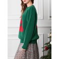 thumbnail image 3 of TheFound  Women's Christmas Tree Sweaters Drop Shoulder Long Sleeve Round Neck Ribbed Loose Knitted Tops, 3 of 8