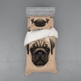 thumbnail image 2 of Ambesonne Pug Bedding Set 4 Pcs, Pet Animal Art Design Dog, Queen, Tan Pale Brown, 2 of 3