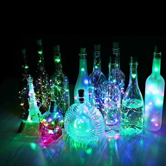 LINLIN Wine Bottle Lights, 10 Pack 2M 20 LED Cork Copper Wire Starry Fairy Lights Battery Operated Waterproof Bottle Lightsfor Party Wedding Bedroom Decor