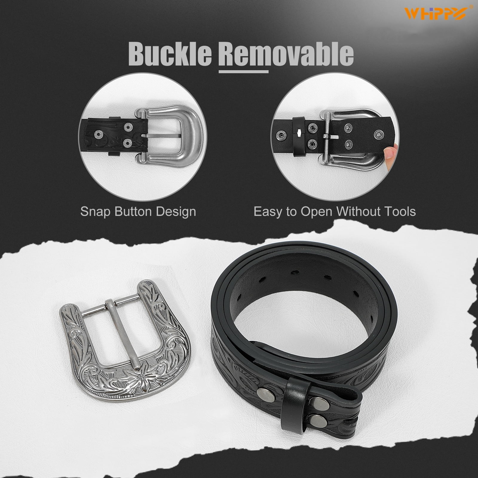 WHIPPY Western Leather Belts for Women Men Cowboy Cowgirl Leather