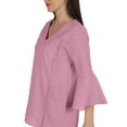 thumbnail image 6 of Moomaya Bell Sleeve Cotton Tunic For Womens V-neck Plain Summer Schiffli Top, 6 of 8