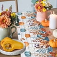thumbnail image 4 of ERUNPONLY Orange Blue Pumpkins Fall Table Runner - 48 Inch Long Weeping Botanical Thanksgiving Vintage Cotton Linen Dress Scarves Farmhouse Table Runner for Kitchen Dining, Coffee Table, 13" x 48", 4 of 8
