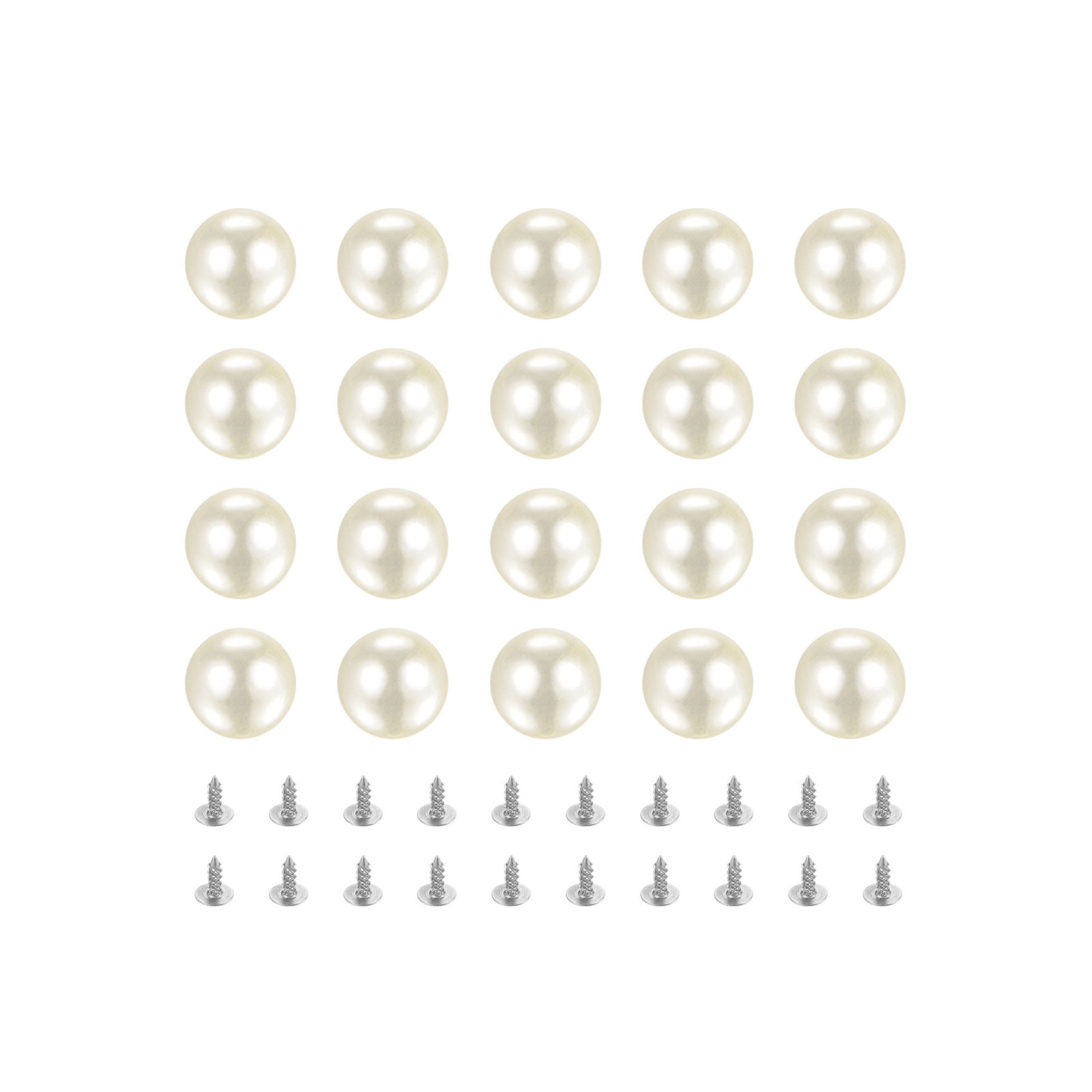 Uxcell Pearl Rivet Studs Kit, 14mm Pearl Rivets Faux Pearls Rivets Milky White 50 Set