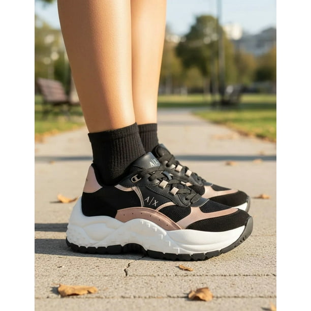 TENIS ARMANI EXCHANGE PARA MUJER NEGRO/DORADO