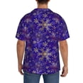 thumbnail image 3 of Wukai blue purple Snowflake Men's Casual Short-Sleeve Button Down Shirt,Cuban Shirts for Men,Mens Short Sleeve Dress Shirts-4X-Large, 3 of 5