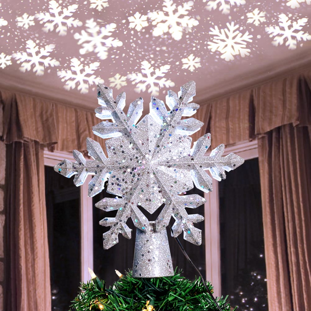 magical falling white snowflakes christmas light projector