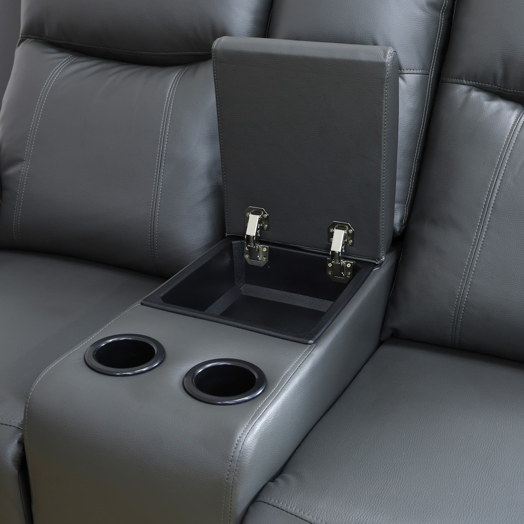 MAYEERTY Power Reclining Loveseat, Electric 2-Seat Leather Recliner with USB Charging, Storage & Cup Holders for Living Room, Brown