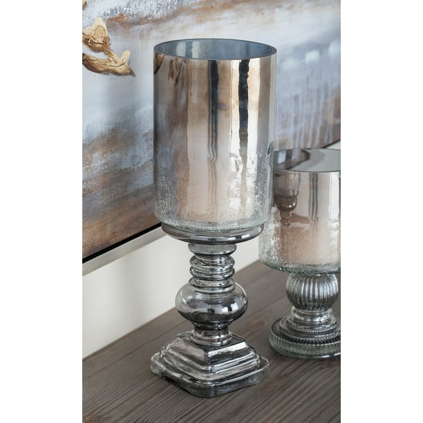 Decmode Traditional 17 X 6 Inch Smoked Black Glass Hurricane Candle Lamp Walmart Com Walmart Com