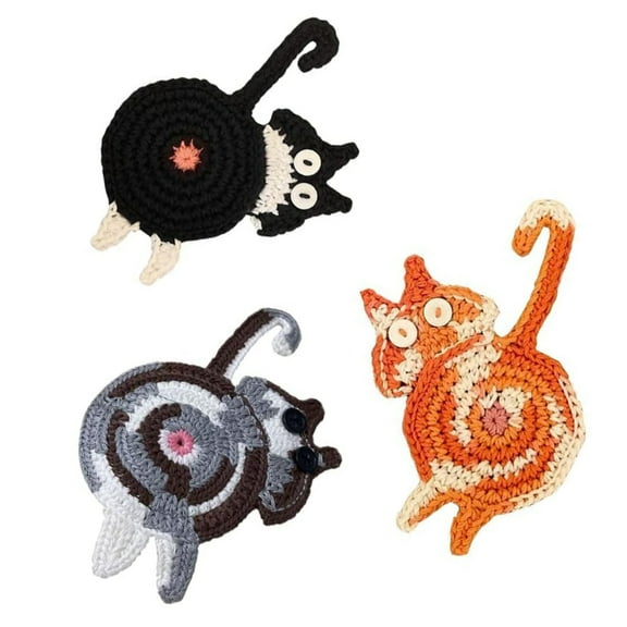 Fun Woven Creative Coasters,Cute Coffee Coaster | Cat Gifts for Cat Lovers,Drink Coaster for Home Decor Tabletop Protection Suitable for Kinds Cups (3Pcs)