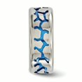 thumbnail image 3 of Edward Mirell Titanium Blue Reptile 9mm Ring Wedding Man Fancy  For Dad Mens  For Him, 3 of 10