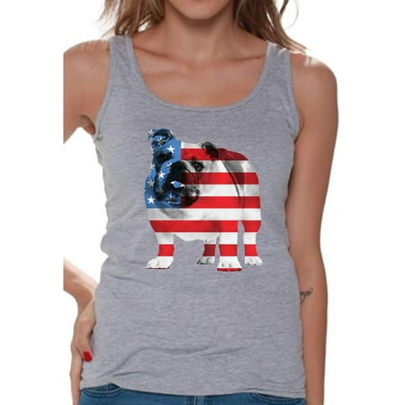 Bulldog Tank Awkward Styles American Flag Tank Tops Bulldog American Patriotic Tank Top for Women USA Flag Tanks 4th Of July Gifts for Dog Owners Bulldog Lover Tops Red White and Blue Patriotic Outfit for Her ()