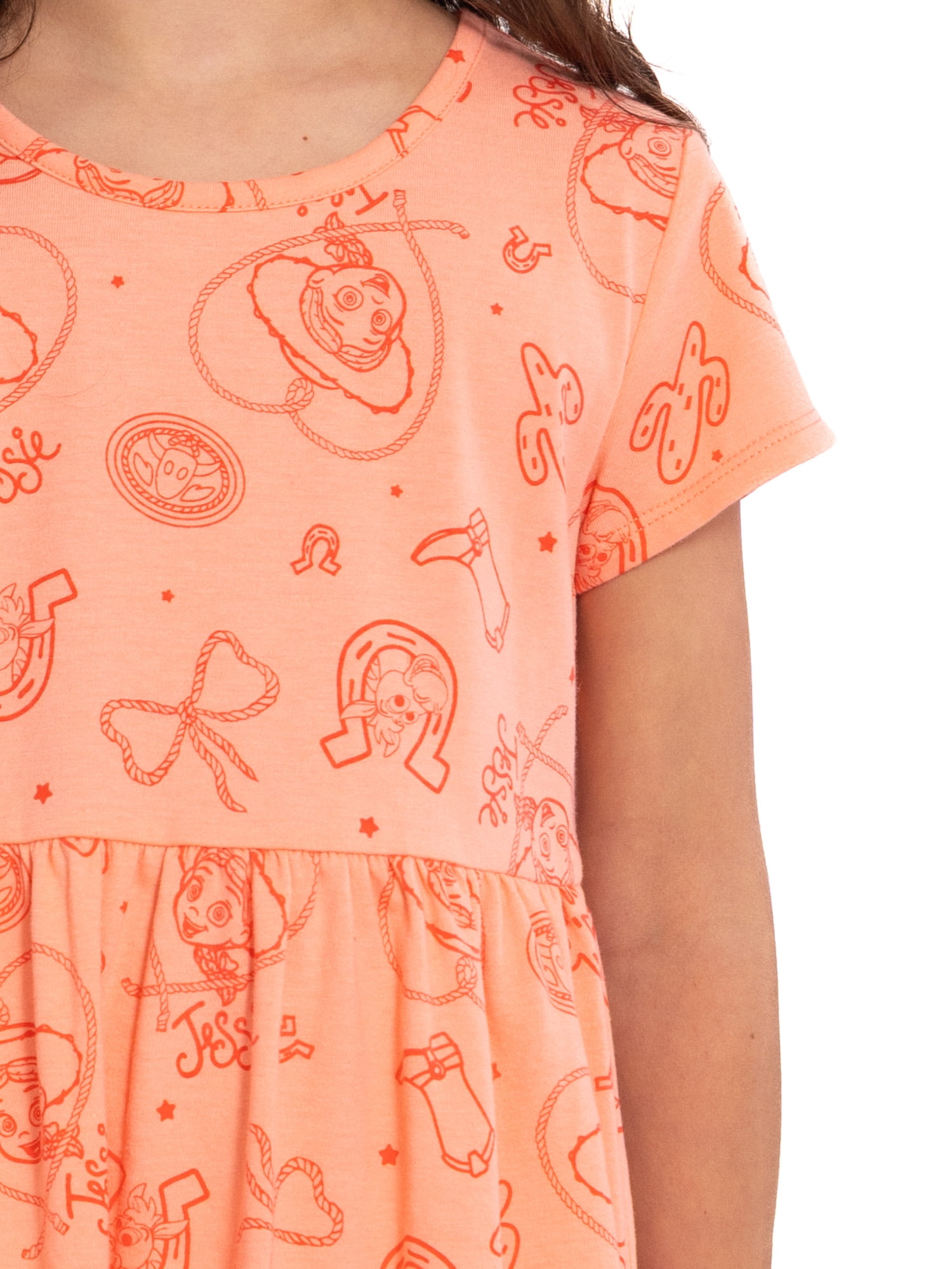 Toy Story Girls Allover Print Dress with Short Sleeves, Sizes 4-12