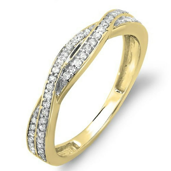 Dazzlingrock Collection 0.25 Carat (ctw) 18K Round Diamond Anniversary Wedding Band Swirl Matching Ring 1/4 CT, Rose Gold, Size 8