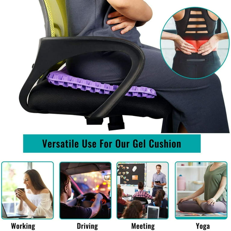 Gel Seat Cushion, Enhanced Double-Layer Non-Slip Cushion, Relieving Back  Pain & Sciatica Pain, for Car, Office, Wheelchair & Chair. 