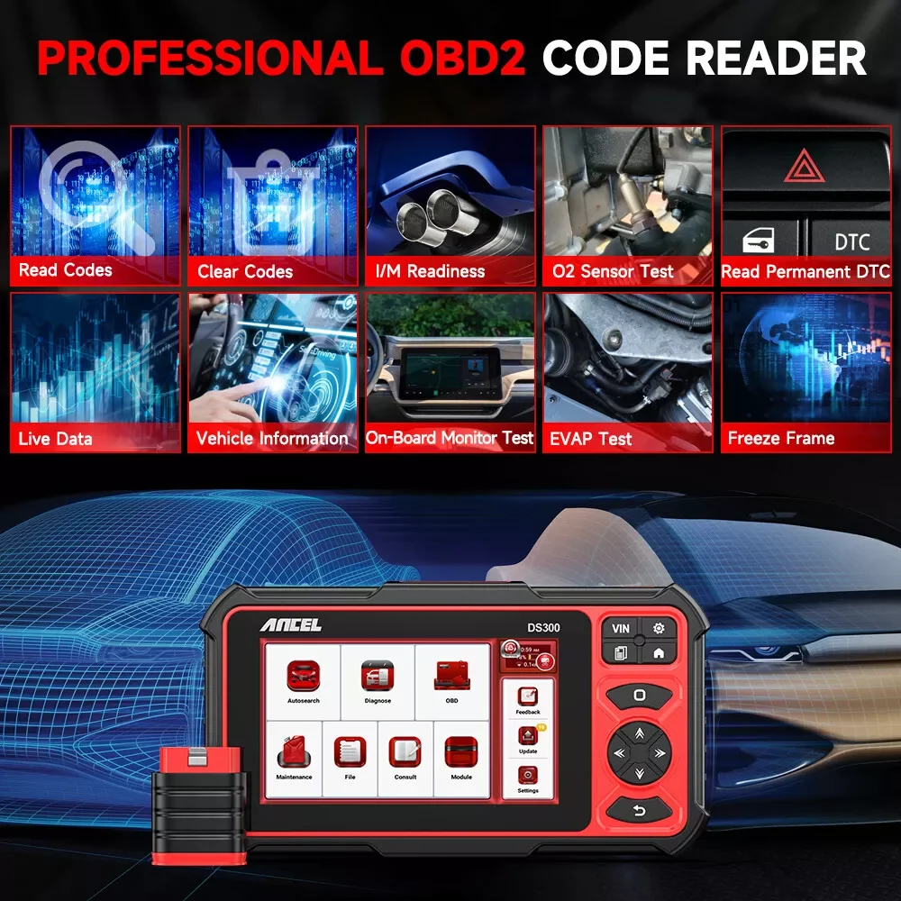 ANCEL OBD2 Scanner Bluetooth Automotive Bidirectional Scan Tool, All System Car Diagnostic Tool for All Vehicles with 30+ Resets, Active Test, FCA Autoauth, ECU Reset, 3-Year Updates, 24h Online Chat