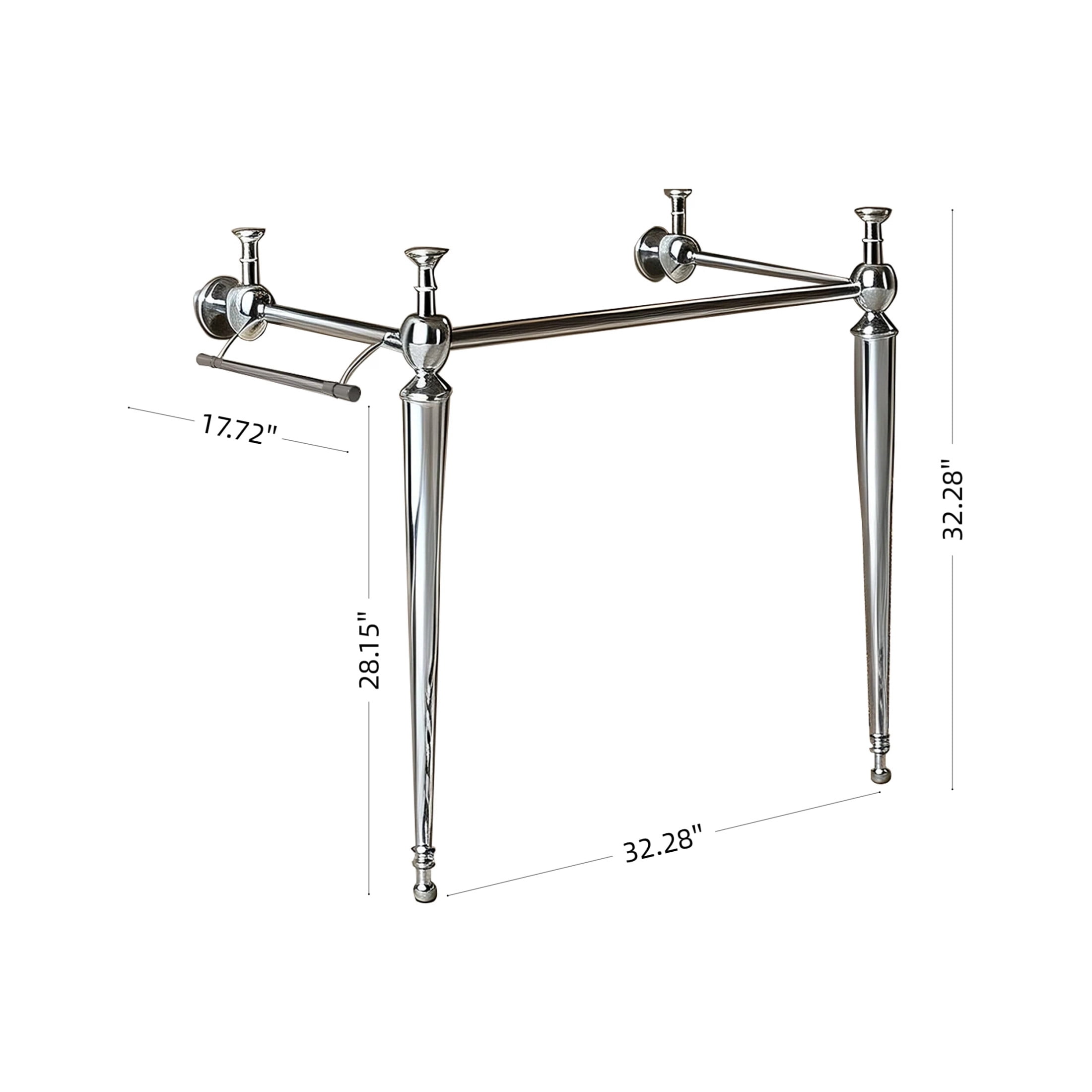 Noble House Vici 36" Freestanding Bathroom Console Vanity Open Frame with Towel Bar, Heavy-Duty Iron Legs, Chrome