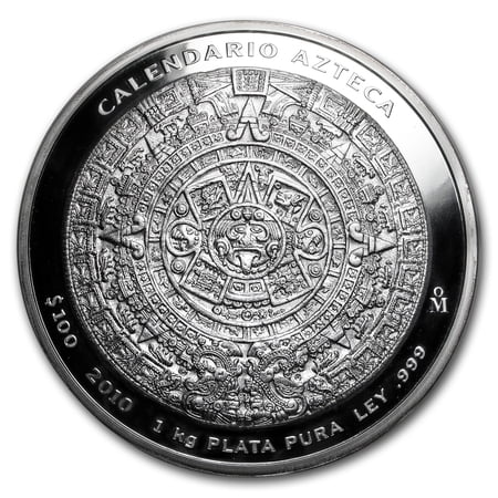 2010 Mexico 1 kilo Silver Aztec Calendar (w/Box & COA)