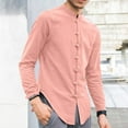 thumbnail image 2 of Dovford Mens Chinese Collar Shirt Men's Cotton Linen Shirts Long Sleeve Button Down Shirt Band Collar Beach Shirts Summer Tops Shirts for Men, 2 of 7