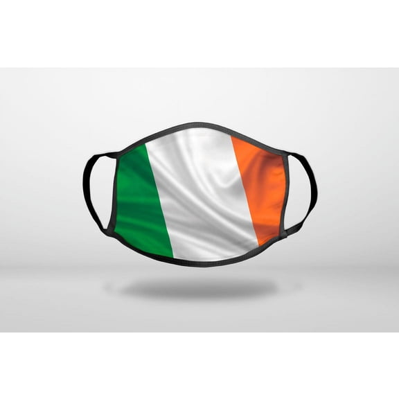 Ireland Waving Flag - 3-Ply Reusable Soft Cloth Face Covering, Unisex, Cotton Inner Layer
