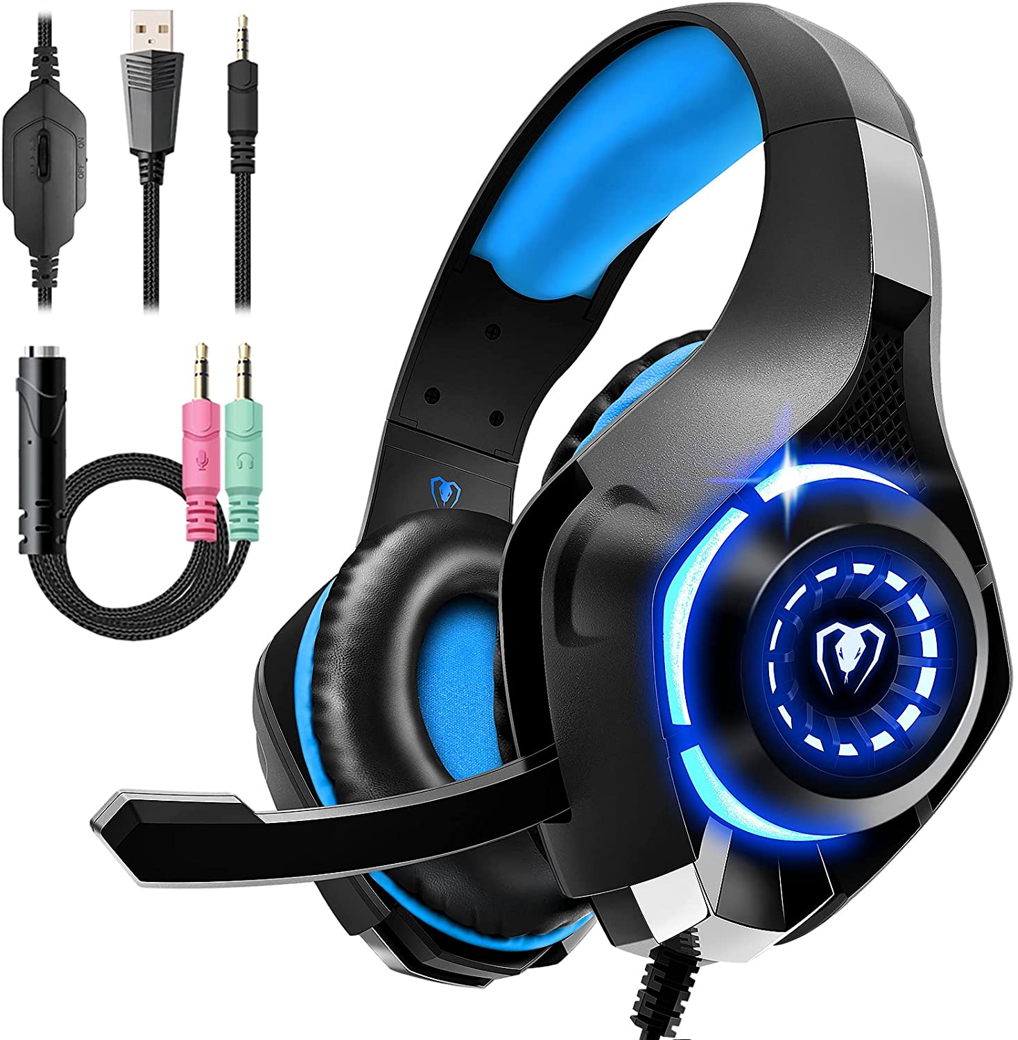 BlueFire Over-Ear Gaming Headset with Mic, Blue photo 1