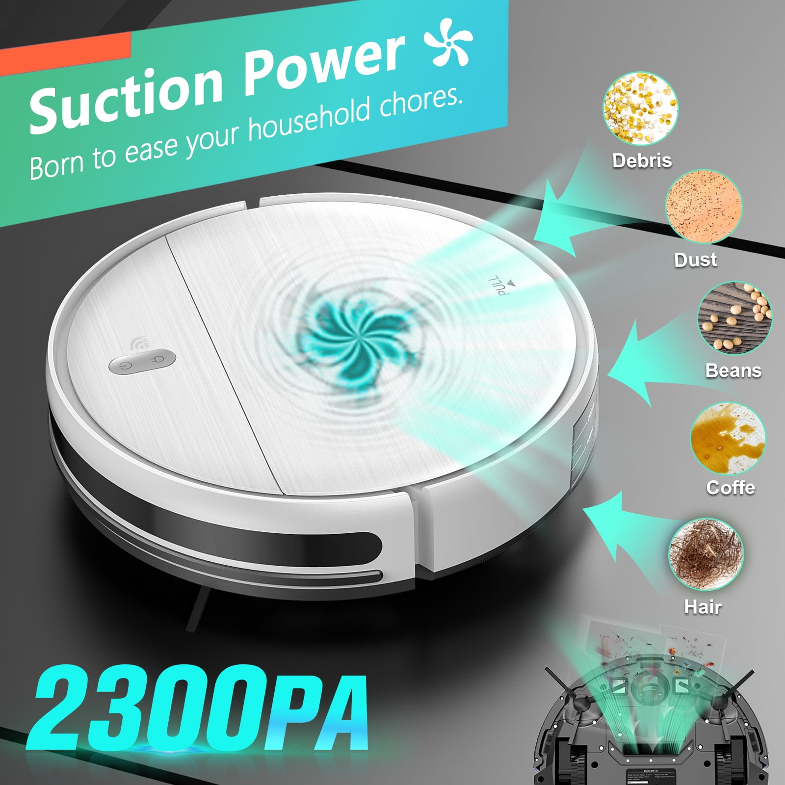 ONSON Robot Vacuum Cleaner, 2 in 1 Mop Combo for Pet Hair, Voice Control and Connect Alexa  (图5) ONSON Robot Vacuum Cleaner, 2 in 1 Mop Combo for Pet Hair, Voice Control and Connect Alexa  (图5)