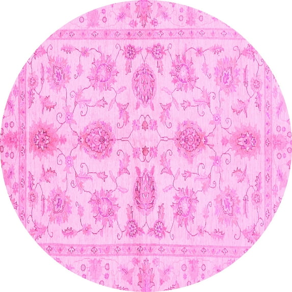 Ahgly Company Indoor Round Oriental Pink Traditional Area Rugs, 6' Round