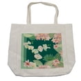 thumbnail image 1 of Orchids Shopping Bag, Print of Tropical Bouquets Botanical Flourish Essence of Jungle, Eco-Friendly Reusable Bag for Groceries Beach and More, 15.5" X 14.5", Cream, by Ambesonne, 1 of 2