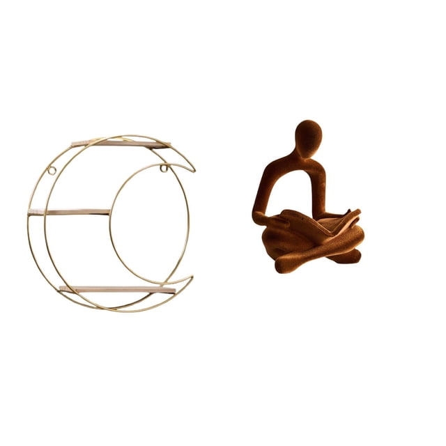 Estante de almacenamiento de pared,Estantería colgante de pared de metal de 3 niveles para decoración de dormitorio,Estante de pared flotante de 3 capas que ahorra espacio,Figura de pensador