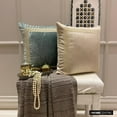 thumbnail image 2 of The HomeCentric Decorative Throw Pillow cover Teal 24"x24" (60x60 cm) Velvet Pearl, Zardozi Hand Embroidery Cushion cover For Sofa Chouch, Hotels, living, Bed Room, Border - Velvet Pearlshine, 2 of 9