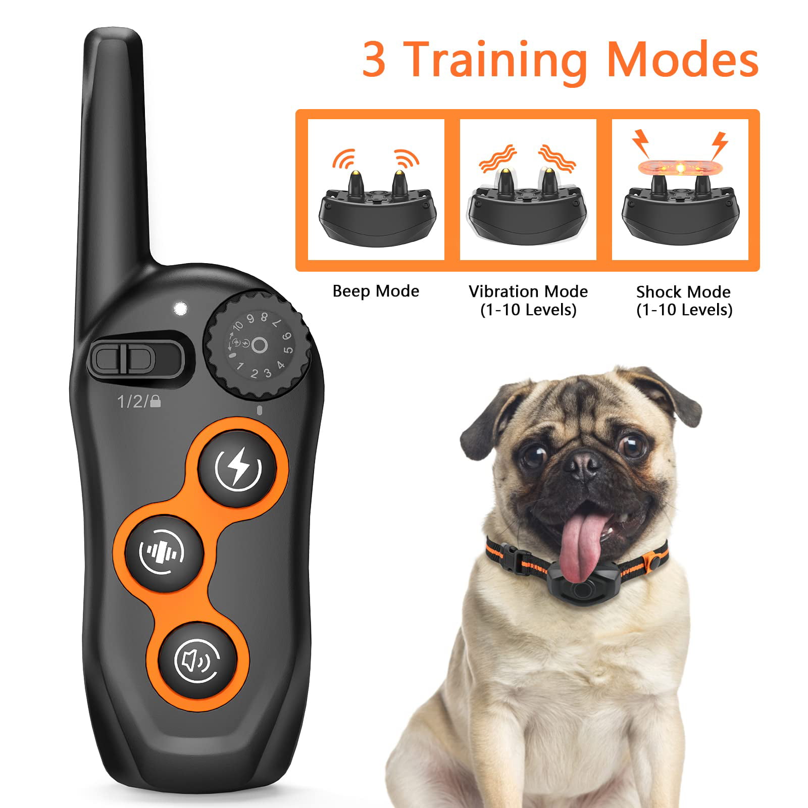 MAISOIE Dog Training Collar, IPX7 Waterproof Dog Shock Collar with Remote  Range 1300ft, 3 Training Modes, Beep, Shock, Vibration, Rechargeable Electric  Shock Collar for Small Medium Large Dogs 