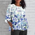 thumbnail image 1 of ICHUANYI Clearance Women Printing Three-quarter Sleeve Round Neck Pullover Tops Shirts Blouse(Light Blue, S) ICHUANYI WER2023080910102, 1 of 5