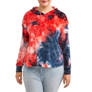 Juniors' Plus Size Printed Tie-Dye Pullover Hoodie