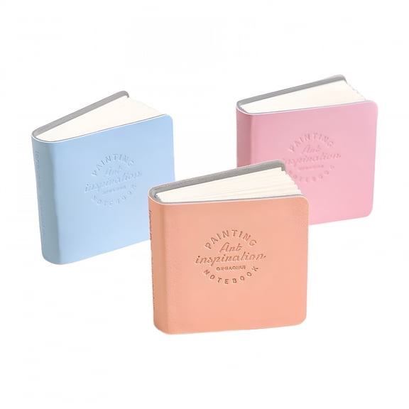 CCOCC Square Hardcover Leather Sketchbook,1.9x1.9 Inch 3 PCS Watercolor Sketchbook Journal 300 gsm Cotton Paper Portable Small Pocket Notebook,Mini Notebooks Blank Pages Sketchbooks