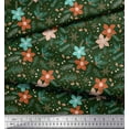 thumbnail image 2 of Soimoi Green Cotton Cambric Fabric Snowflake,Leaves & Flower Floral Print Fabric by the Yard 56 Inch Wide, 2 of 3