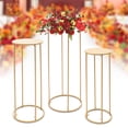 3PCS Cylinder Pedestal Stands, Gold Metal Plant Round Cylinder Stand ...