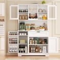 thumbnail image 3 of Alacena de Cocina con Puertas y Estantes, Gabinete de Almacenamiento Alto Estilo Farmhouse, Mueble Organizador para Cocina, Comedor o Sala, Color Blanco, 3 of 7