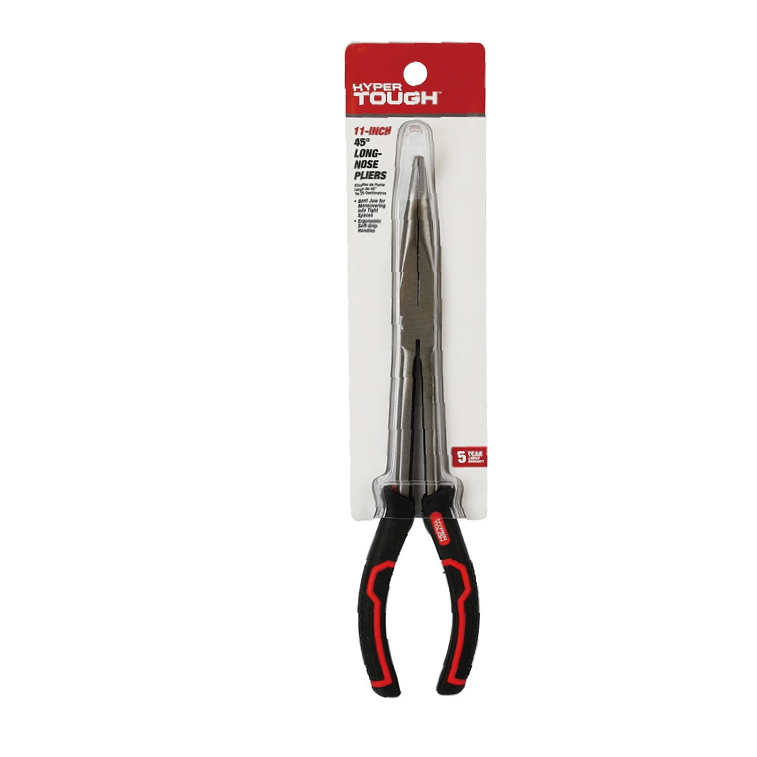 Hyper Tough 11-inch 45 Degree Long Nose Plier with Ergonomic Soft Grip Handles
