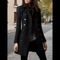 thumbnail image 4 of Abrigo Cruzado de Invierno para Mujer, Elegante Abrigo Tipo Gabardina de Mezcla de Larga con Cuello de Solapa y Botones Negro XL, 4 of 6