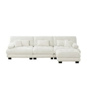 L-Shaped Sectional Sofa,Luxury Oversized Cloud Sectional Sofa with Ottoman, 3-Seater, Deep Chenille,for Living Room