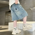 thumbnail image 4 of Boys Denim Shorts Slim Fit Loose Elastic Waist Cargo Jean Shorts Boys' Fashion Kids Shorts For Boys 6-7 Years Cute&nbsp;Boy&nbsp;Clothing, 4 of 9