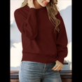 thumbnail image 4 of Suéter A Rayas para Mujer, Jersey de Larga con Cuello Redondo para Otoño, Tops de Punto, Ropa Informal de Gran Tamaño Y2K. Vino Tinto Sólido S, 4 of 9